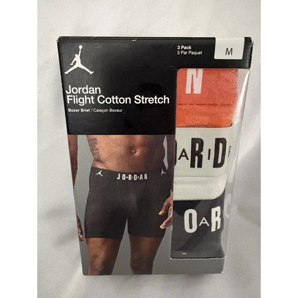 NEW Jordan Flight Cotton Stretch Boxer Briefs 3-Pack Multicolor Men Medium 32-34